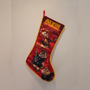 2013 Nwt Alvin & The Chipmunks Christmas Kids Holiday Red Classic stocking Satin